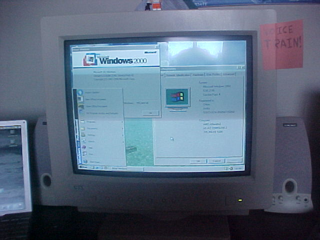 Windows 2000 Desktop on a CRT monitor